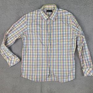 Rocawear‎ Shirt Men's XL White Colorful Plaid Button Down Long Sleeve